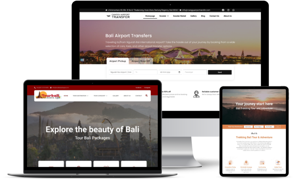 tampilan website tour responsive